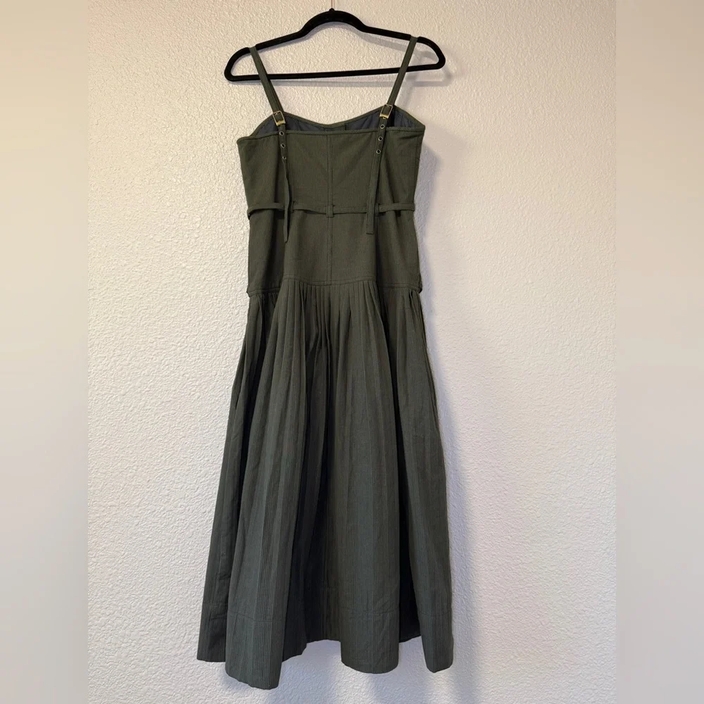 NWOT ULLA JOHNSON Cleo Midi Dress Pleated Green Vacation Holiday Summer Resort 4 - Picture 9 of 11